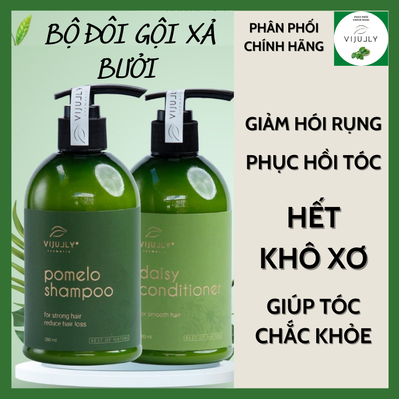 Bộ đôi gội xả bưởi VIJULLY Chăm sóc tóc toàn diện, giảm rụng và phục hồi tóc chắc khoẻ