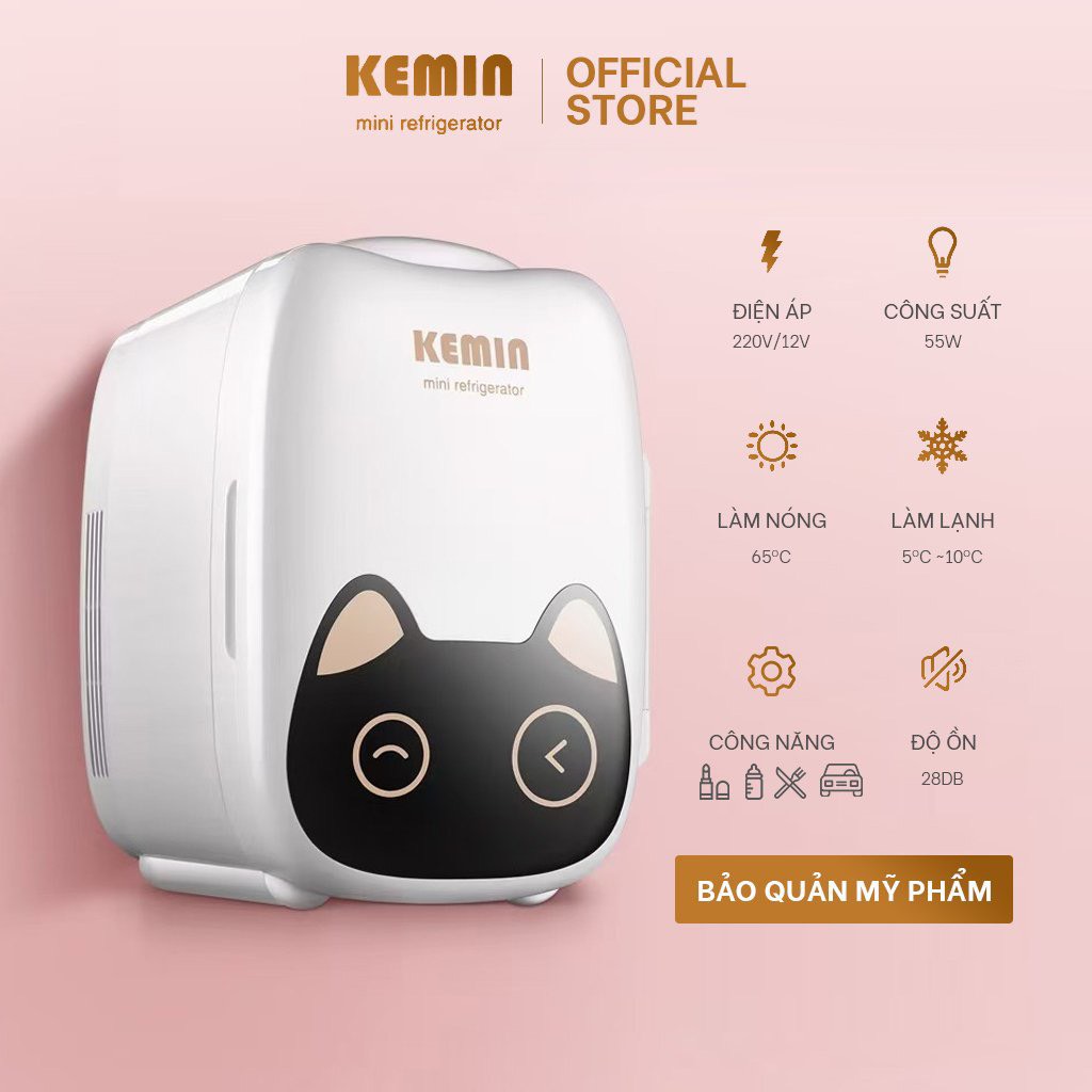 Tủ lạnh mini KEMIN K6 CAT HEAD 6L 2 chiều nóng lạnh dùng ở nhà và ô tô