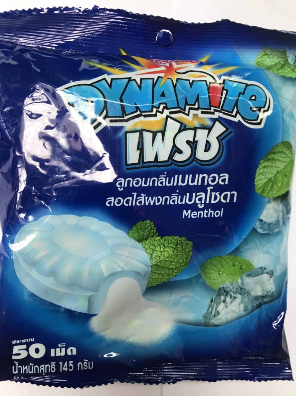 Kẹo Bạc Hà Thái nhân Dynamite Menthol gói 145g (50 viên)
