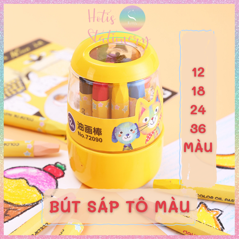Bút sáp dầu deli chuẩn màu, an toàn cho bé - hộp 12/ 18/ 24/ 36 màu