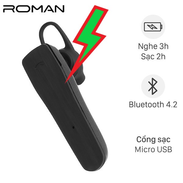R553n - r553x tai nghe bluetooth roman đen