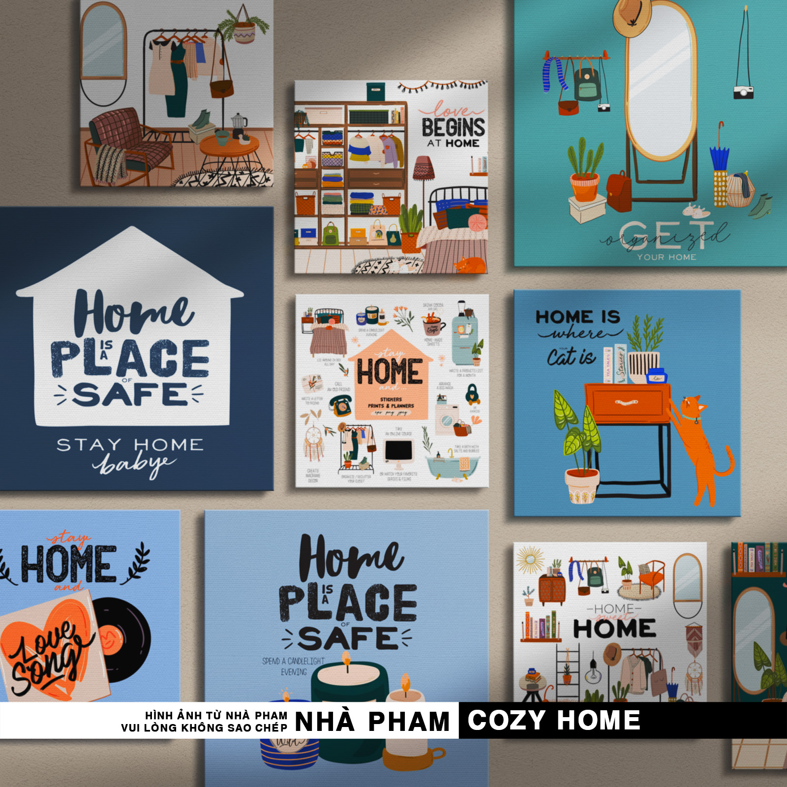Tranh canvas treo tường cozy home