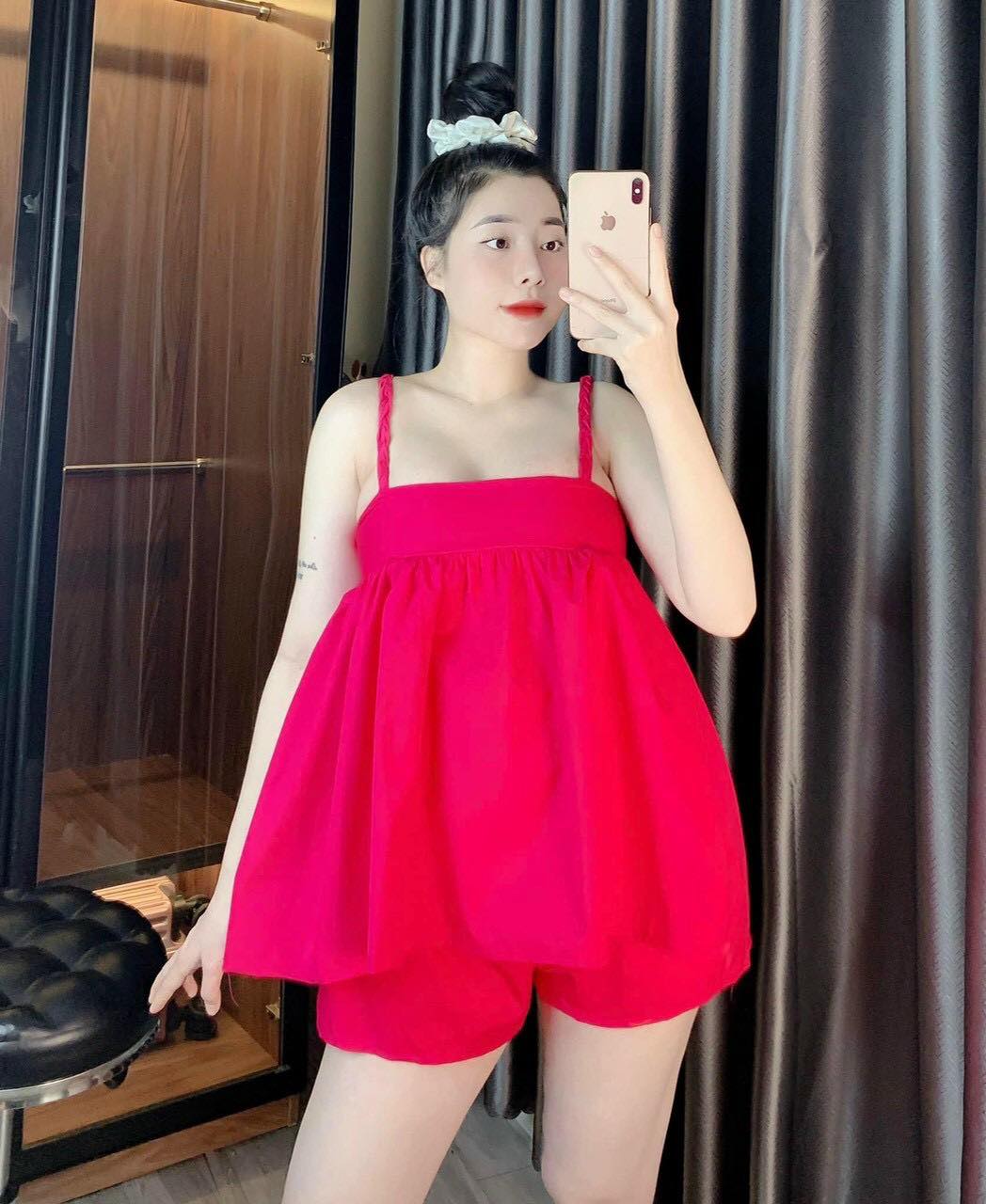 Set hai dây đan, áo form rộng, quần short siêu xinh cho nữ mặc nhà, mặc đi chơi