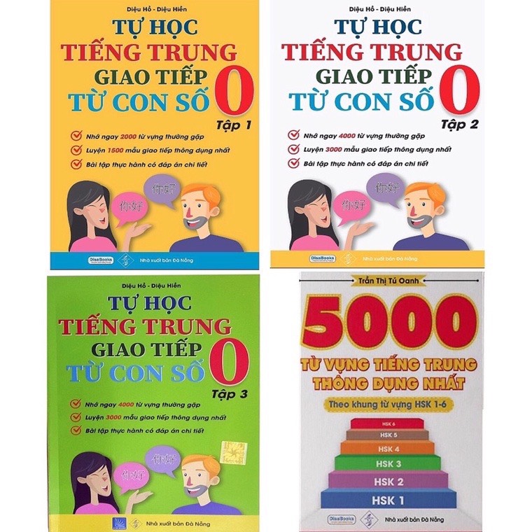 Sách-Combo: Tự học tiếng trung giao tiếp từ con số 0 tập 1+2+3