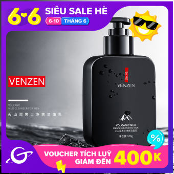 VENZEN Sữa Rửa Mặt Bùn Núi Lửa Cho Nam Làm Sạch Sâu Sữa Rửa Mặt, 168G