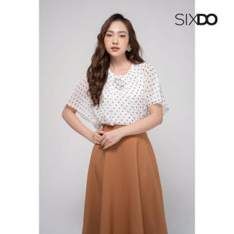 Áo nữ voan trắng chấm bi đen SIXDO