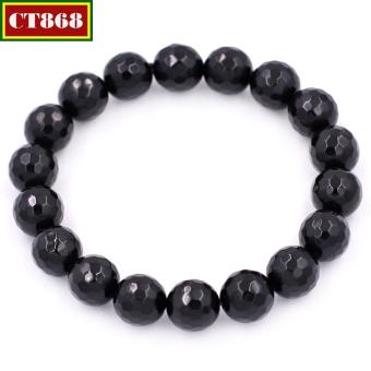 Vòng tay chuỗi hạt đá thạch anh đen cắt giác 10 ly 18 hạt