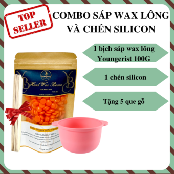 COMBO SÁP WAX LÔNG VÀ CHÉN SILICON CHỐNG DÍNH hạt wax nóng thơm siêu bám lông sáp waxing nách tay chân toàn thân keo tẩy lông ATHY SHOP