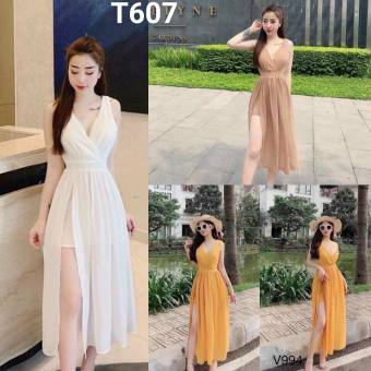 Đầm Maxi biển sát nách cổ tim quá đẹp T607