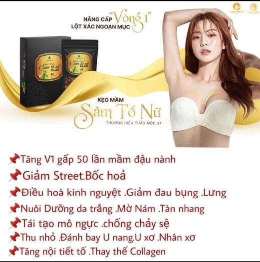 Kẹo mầm sâm tố nữ plus X2 thảo mộc 37 nở ngực siêu tốc HNBEATY