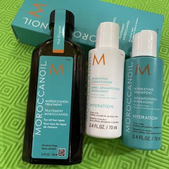 Combo Tinh dầu Dầu gội xả dưỡng ẩm Hydration Moroccanoil cho tóc khô 100ml +70mlx2