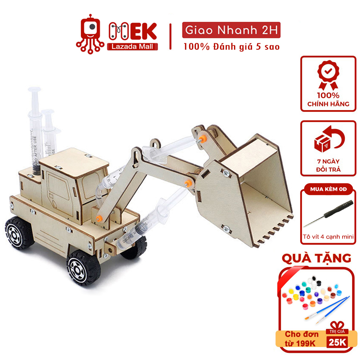 Đồ chơi trẻ em MEKVN bộ lắp ráp mô hình máy xúc lật điều khiển bằng piton thủy lực R-51 bằng gỗ phát triển trí tuệ sáng tạo thông minh thí nghiệm khoa học kĩ thuật theo phương pháp giáo dục STEM cho bé trai bé gái tự làm