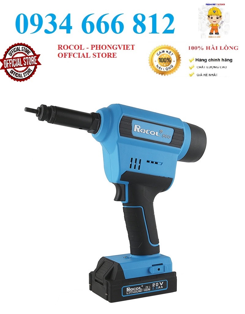 Máy bắn ốc tán rocol rl860 dùng pin kèm đầu m4 m5 m6 m8