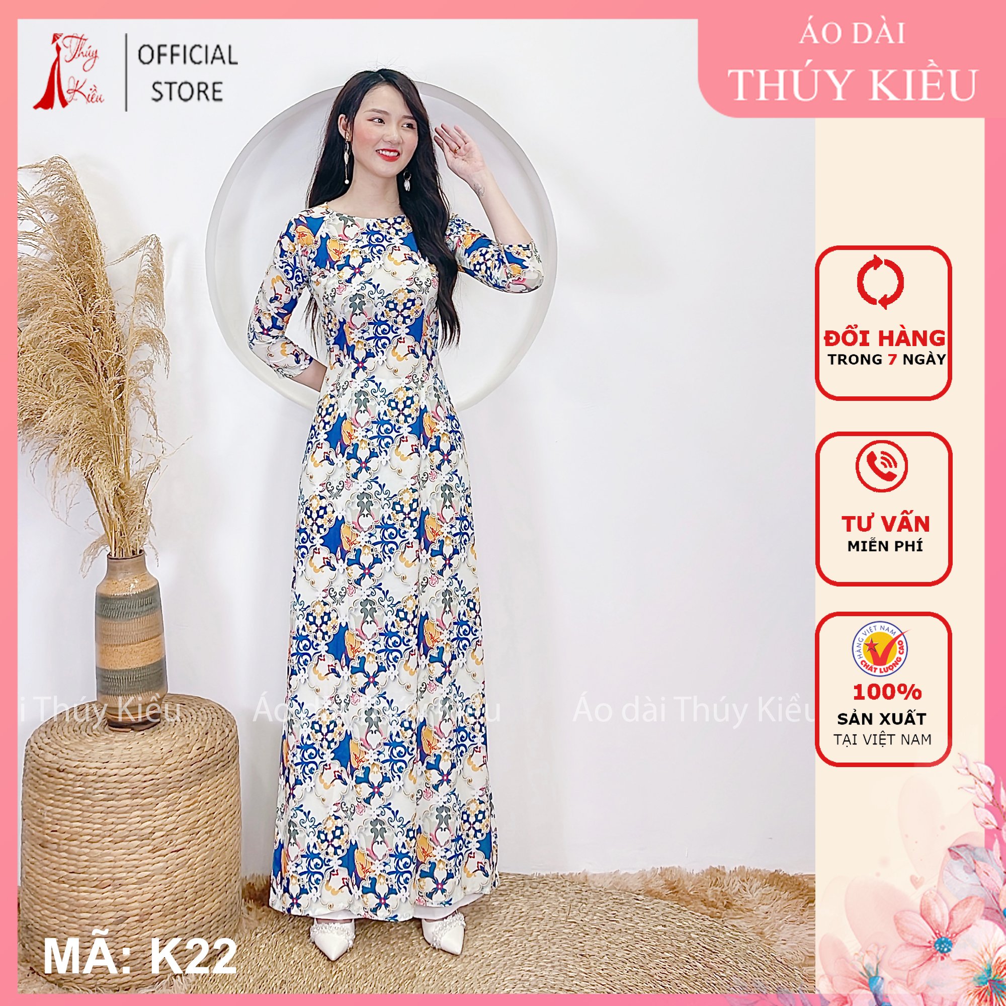 Áo dài nữ truyền thống thiết kế may sẵn tết cách tân nữ cô ba sài gòn K22 Thúy Kiều mềm mại co giãn áo dài giá rẻ