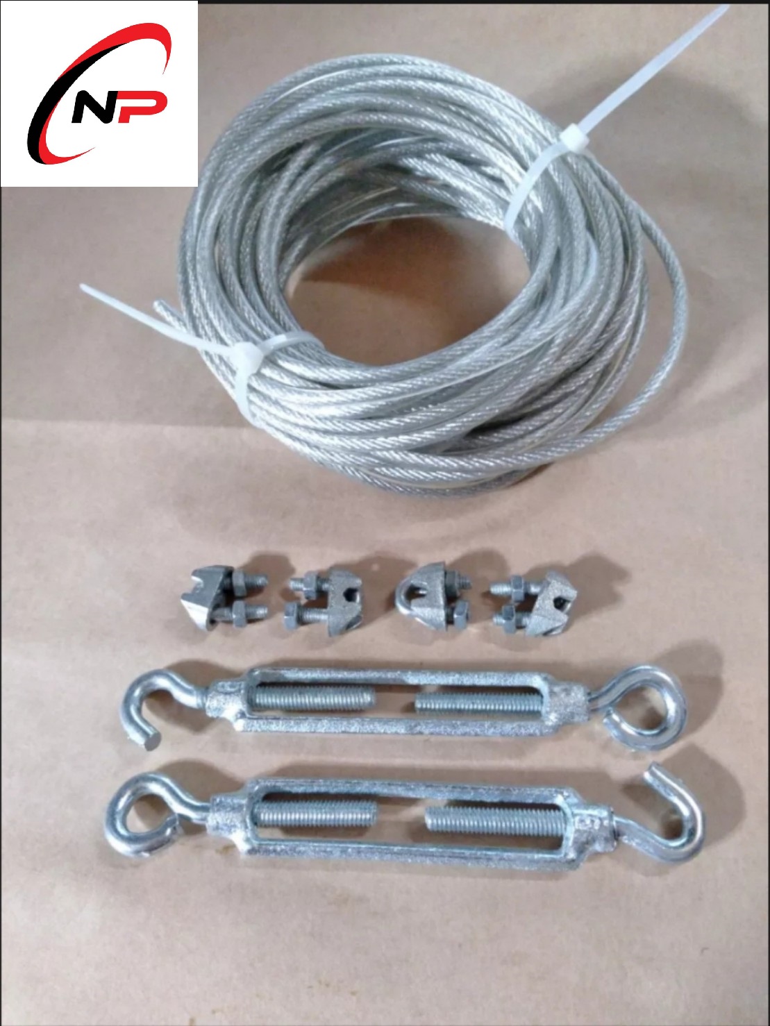 10 Mét Cáp Bọc nhựa 4mm tặng kèm 1 tăng đơ,2 ốc siết cáp.Làm dây phơi quần áo chống hoen rỉ..kimkhinhatphat