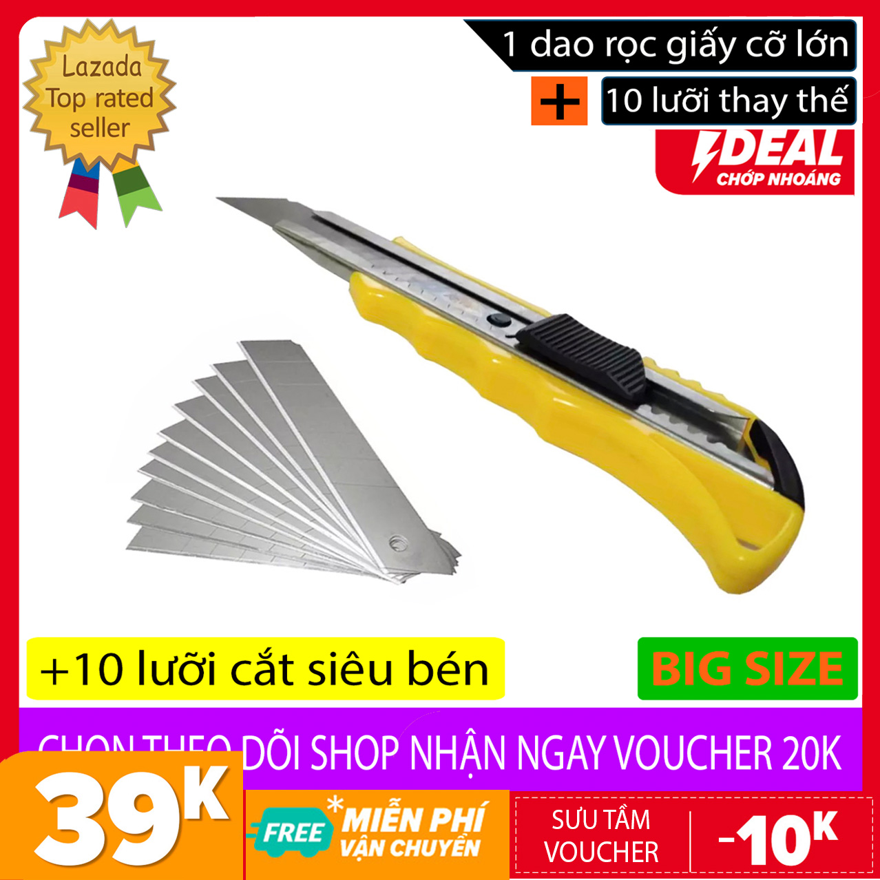 Combo dao rọc giấy kèm 10 lưỡi thay thế siêu bén - dao dọc giấy - Sản phẩm uy tín chất lượng - Mua ngay !