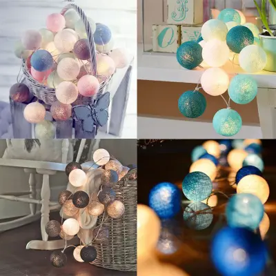 Fashion 20 LEDs Cotton Ball Round LED String Fairy Lights Battery USB Home Christmas Wedding Party Decoration (1)