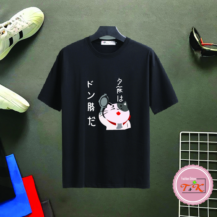 Áo thun tay lỡ form rộng hình bé mèo dễ thương _ Unisex T & K