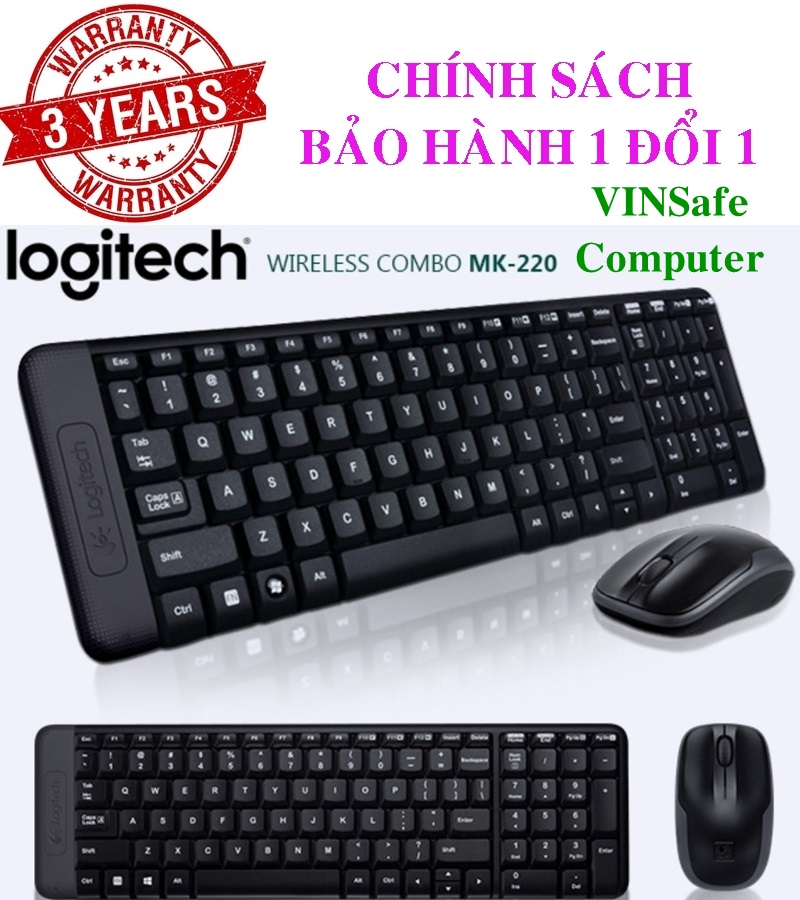 Bộ bàn phím và chuột không dây Logitech MK220 - Tem DIGIWORLD / VĨNH XUÂN phân phối