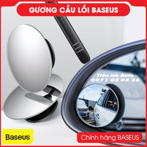 Bộ 2 gương cầu lồi baseus, gương cầu lồi cao cấp xoay 360 độ, gương cầu lồi không viền | tienich auto