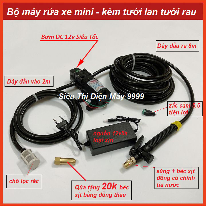 Máy rửa xe 12v | bộ máy rửa xe,máy rửa xe | máy rửa xe mini | bộ máy bơm rửa xe tăng áp lực nước mini
