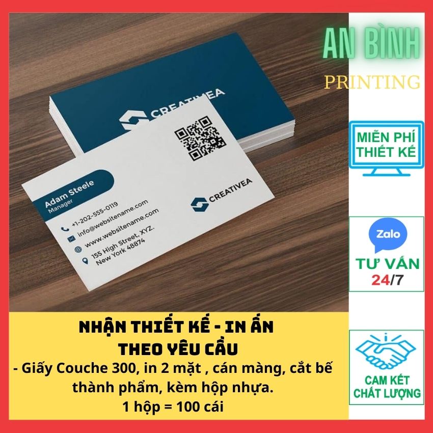 10 hộp=1.000 cái In card visit, name card, danh thiếp, thẻ tích điểm, thẻ bảo hành theo yêu cầu, Xưởng An Bình