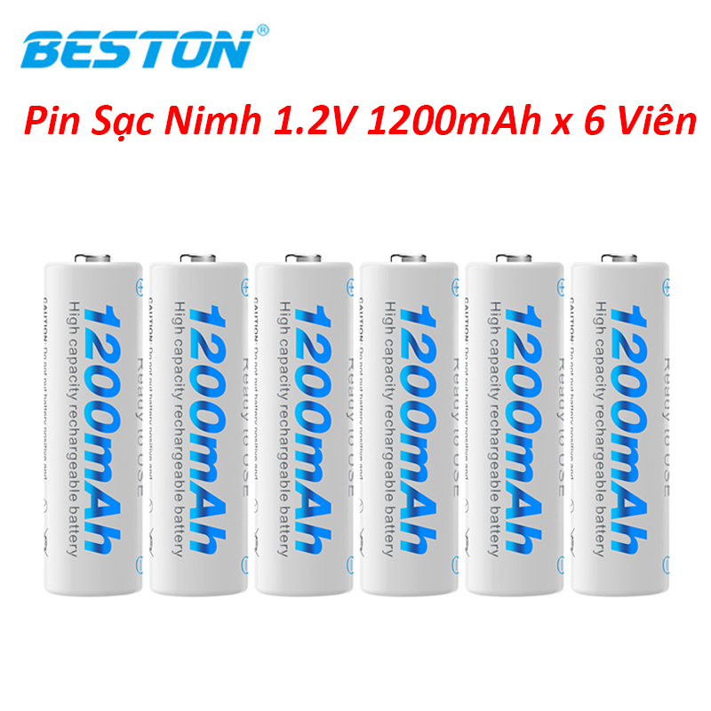 Bộ 6 pin sạc aa beston 1200mah dành cho micro bh 1 năm