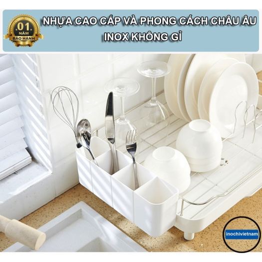 ✾No☫  Giá để bát đĩa kệ để chén bát inochi chạn bát Inox 2 Tầng Có Khay Thoát Nước Thông Minh Dùng Để Làm Giá Úp Bát Đĩa Chén