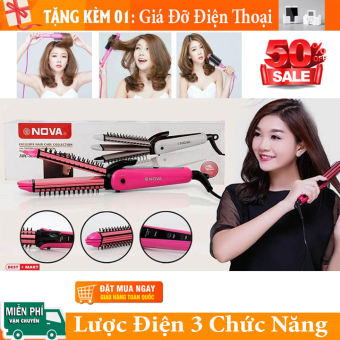 Máy làm tóc, Lược điện, Máy Uốn Tóc, Chải Tóc , Máy Tạo Kiểu Tóc Đa Năng - Lược Điện Tạo Kiểu Tóc, Lược điện đa năng uốn-bấm-duỗi tóc 3in1 Nova8890