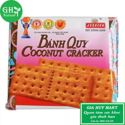 Bánh quy phủ đường coconut cracker gói 180g bạc vuông