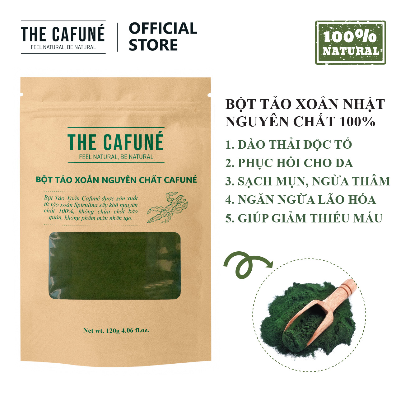 Bột tảo xoắn Cafuné – Nhật Bản nguyên chất 100%
