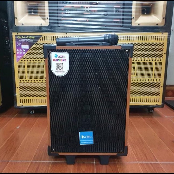 Loa karaoke mini giá rẻ, Loa karaoke bluetooth Q8Z thùng gỗ, tặng 2 micro không dây hát cực hay, giá rẻ