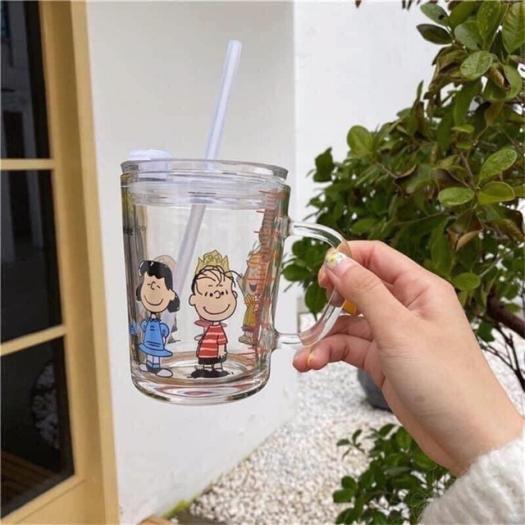 CỐC PHA SỮA THUỶ TINH CHIA VẠCH SIÊU TIỆN LỢI CÓ NẮP VÀ ỐNG HÚT CHO BÉ