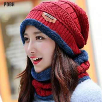 Flash Sale Mũ Len Rộng Vành Đan Móc Ấm Áp Mùa Đông Cho Nam Nữ Mũ Len Đầu Lâu Mũ Trượt Tuyết Khăn Quàng