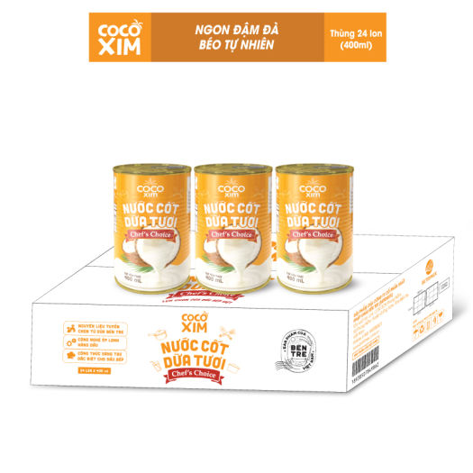 Thùng 24 Lon Nước cốt dừa Chef's Choice Cocoxim 400ml