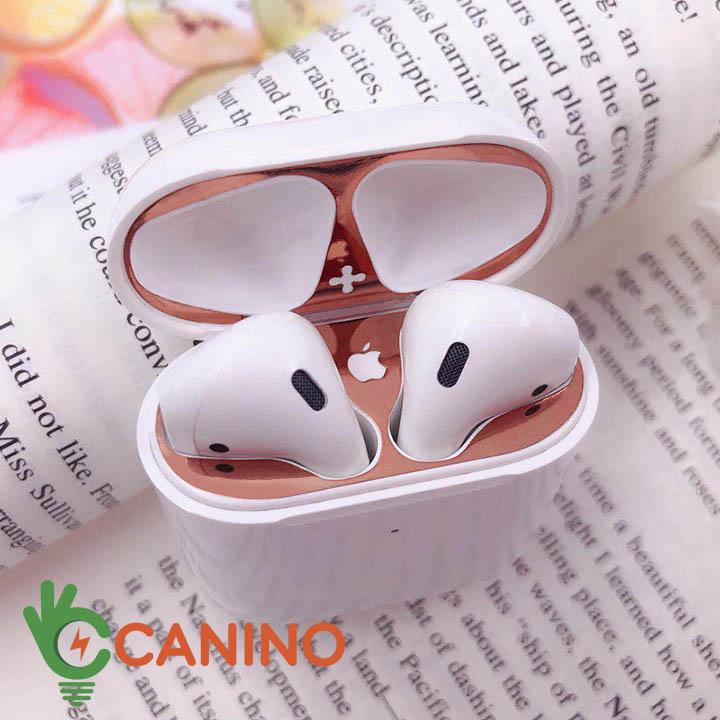Miếng dán bảo vệ bằng kim loại mạ vàng siêu mỏng chống bụi cho tai nghe AirPods