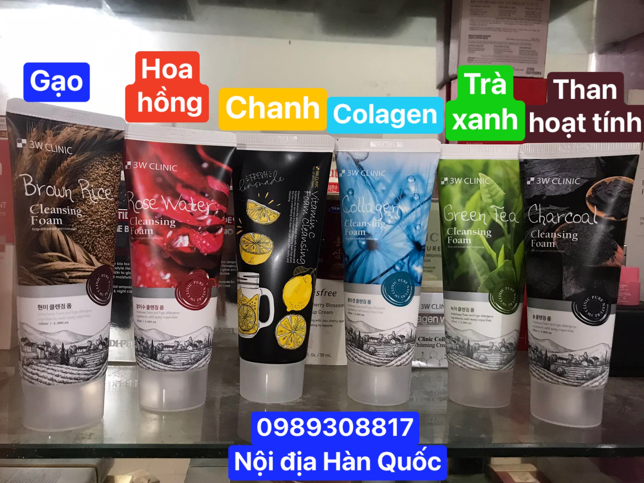 Sữa rửa mặt sạch sâu, mềm mịn da 3w clinic hàn quốc 100ml- đủ vị