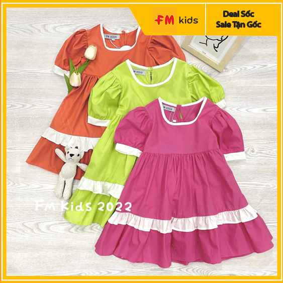 Váy cho bé gái FM Style đầm công chúa đủ màu cute chất liệu kate mềm thoải mái 4-12 tuổi từ 13-35kg-220301024