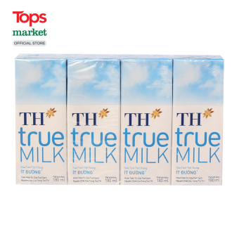 Lốc 4 Sữa Th True Milk Ít Đường 180Ml