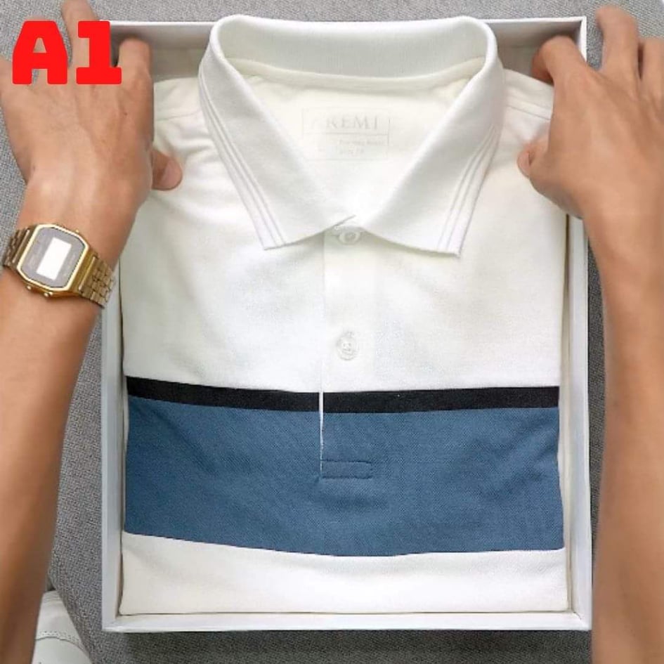 Áo polo kẻ ngang Xanh đen cổ bẻ ngắn tay A1-tsstore95