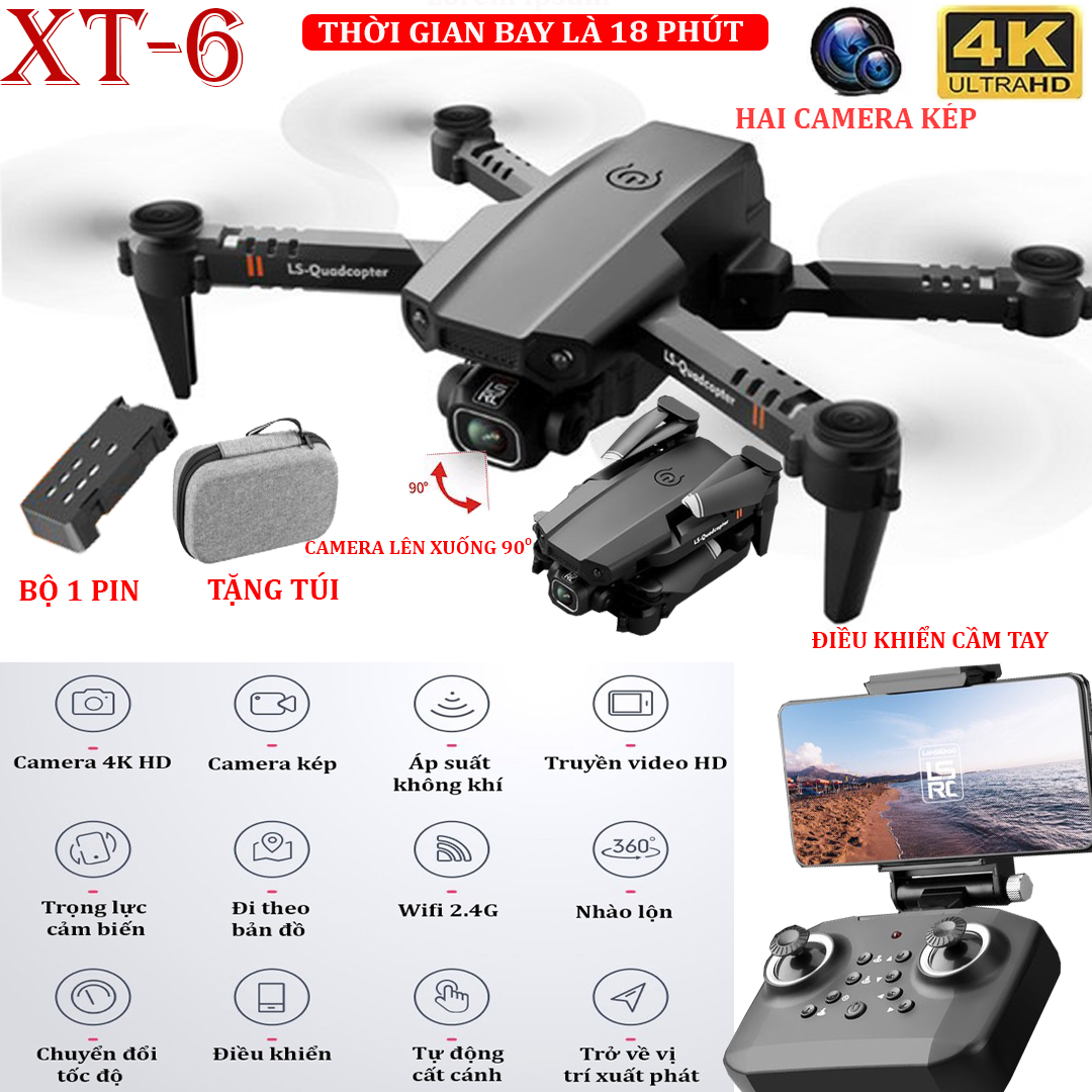 Flycam mini XT6 Pro giá rẻ, Flycam mini, máy bay điều khiển từ xa có camera, flycam cao cấp, máy bay không người lái, flycam mini drone có đèn chất lượng, hàng chính hãng