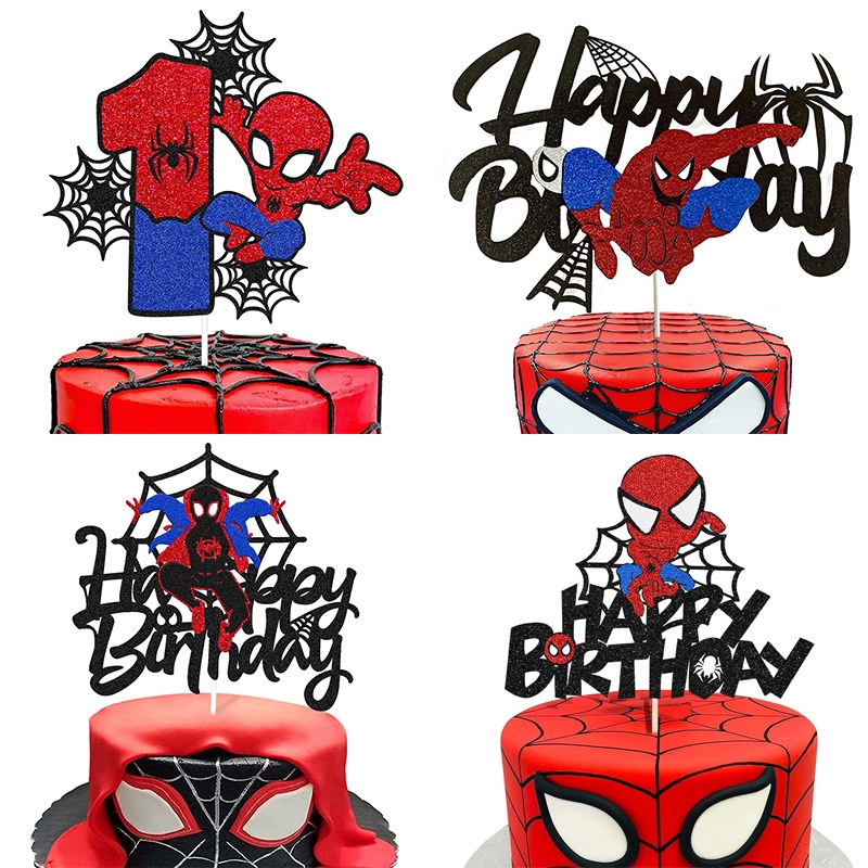Glitter Card Cake Topper - Superhero Logo - Spiders Web