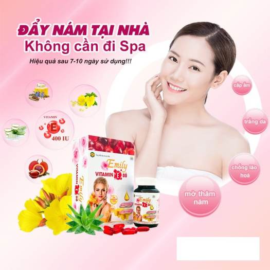 Viên Uống Đẹp Da Emily Vitamin E Đỏ 400IU – Thành Phần Dầu Hoa Anh Thảo, Dầu Lô hội,Dầu Hạt Lanh  Chống Lão Hoá Da Mạnh – Giảm Nám, Sạm, Tàng Nhang, ĐồiM, Vết Chân Chim.