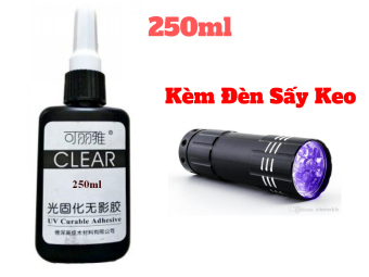 Keo UV dán Kính Thép Mica trong suốt keo sệt và nhanh khô BySun BB010 250ml