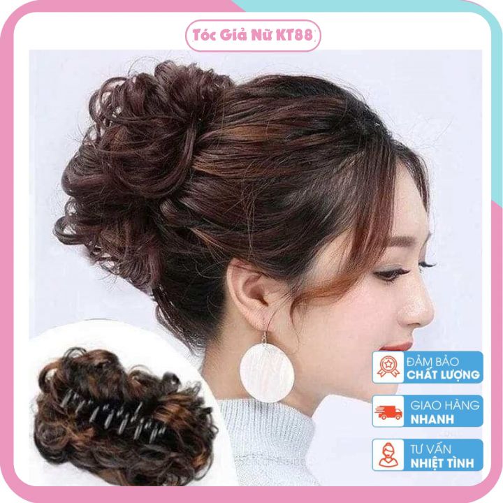 Búi ngoặm xù, tóc giả nữ kẹp ngoặm rối xù bông to tự nhiên
