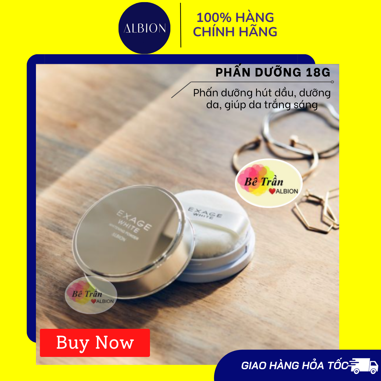 Phấn dưỡng trắng da hút dầu Exage White Whitening Powder 18g