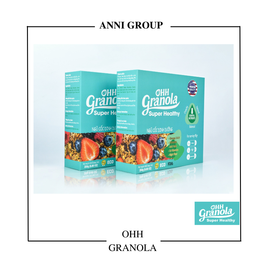 Combo 2 hộp Ngũ Cốc Giảm Cân, Hoa Quả, Dinh Dưỡng Yến Mạch Ohh Granola Super Healthy 250g, với thành phần từ 7 loại hạt giàu chất xơ, Tiêu chuẩn chất lượng FDA Hoa Kỳ