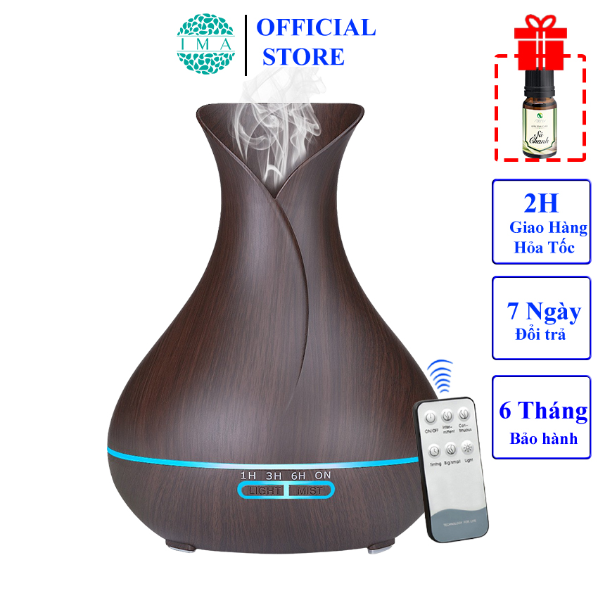 Máy Xông Tinh Dầu IMA TuyLip Tự Tắt Khi Hết Nước Đầu Phun Sương Nano Tạo Ẩm Phù Hợp Phòng Diện Tích 30M Dung Tích 550ML Bảo Hành 6 Tháng