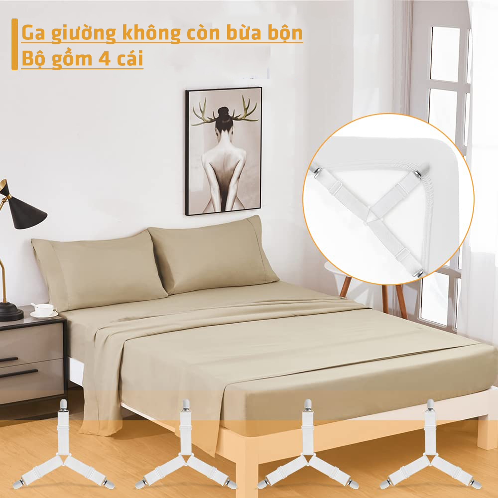 Combo 4 bộ kẹp chặn drap giường