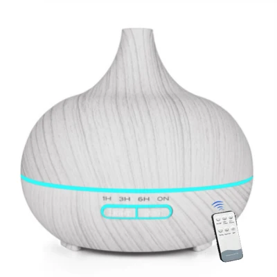 [Remote Controlled] Aroma Diffuser 7 LED Color 550ML Aromatherapy Essential Oil Diffuser Wood Grain Volcano Humidifier Ultrasonic Cool Mist Purifier (2)